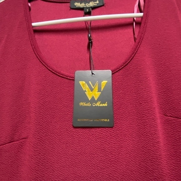 White Mark Dress Women Small Red Pleated Long Sleeve Pullover Burgundy - Picture 2 of 12